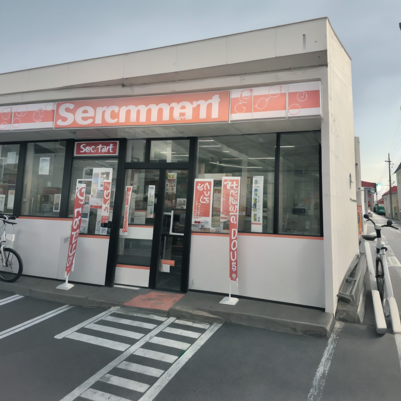 best quality, ultra-detailed, illustration,
secoma, konbini, scenery, storefront, japan, scenery, shop, bicycle, convenien...